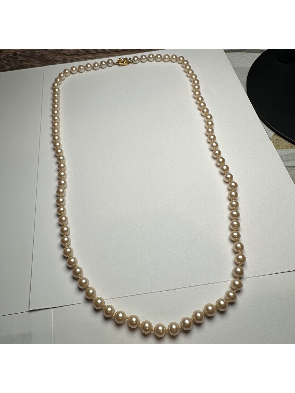 Talbots Retro Faux Pearl Necklace Gold Tone Clasp